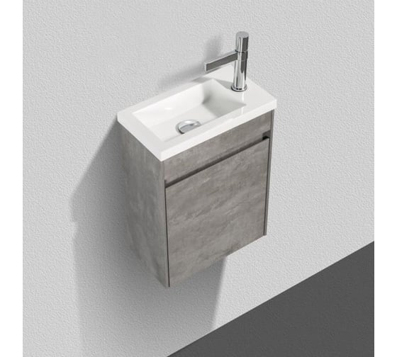 Подвесная база под раковину BelBagno PIETRA MINI Stucco Cemento левая PIETRA MINI-400-1A-SO-SCM-L
