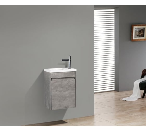 Подвесная база под раковину BelBagno PIETRA MINI Stucco Cemento левая PIETRA MINI-400-1A-SO-SCM-L