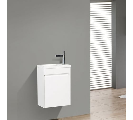 Подвесная база под раковину BelBagno PIETRA MINI Bianco Lucido левая PIETRA MINI-460-1A-SO-BL-L