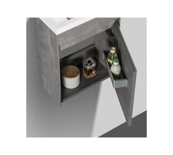 Подвесная база под раковину BelBagno PIETRA MINI Stucco Cemento правая PIETRA MINI-460-1A-SO-SCM-R