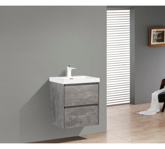 Подвесная база под раковину BelBagno PIETRA MINI Stucco Cemento PIETRA MINI-500AS-2C-SO-SCM
