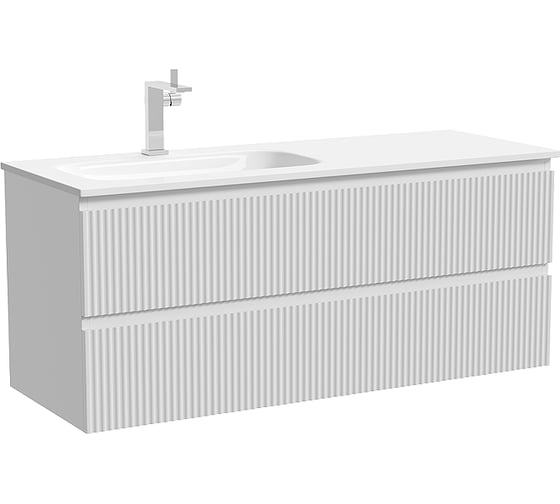 Тумба подвесная левая Sancos Snob R 1195x445x500 мм, 2 ящика с доводчиками Bianco SNR120LW