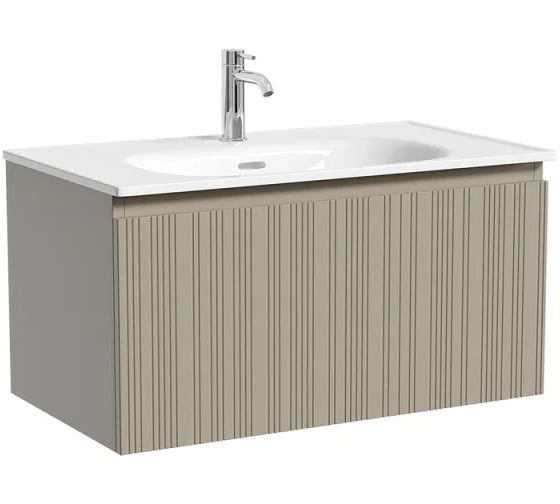 Тумба подвесная Sancos Code 785x453x400, с одним ящиком с доводчиками, серая платина CD80GP