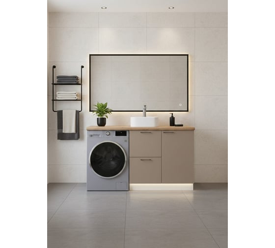 Тумба Арника ВГ 1550 крем/белый гладкий РМ, со столешницей, в.2 00-00307090
