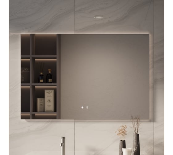 Зеркало Vincea с подсветкой 1200x800 с сенсорным выключателем, антизапотевание, вороненая сталь, VLM-4F120GM-2
