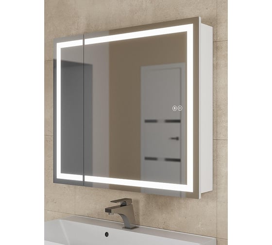 Зеркало-шкаф для ванной с подсветкой uperwood Tanos_80*70 см, LED подсветка, белое ZTanos80w