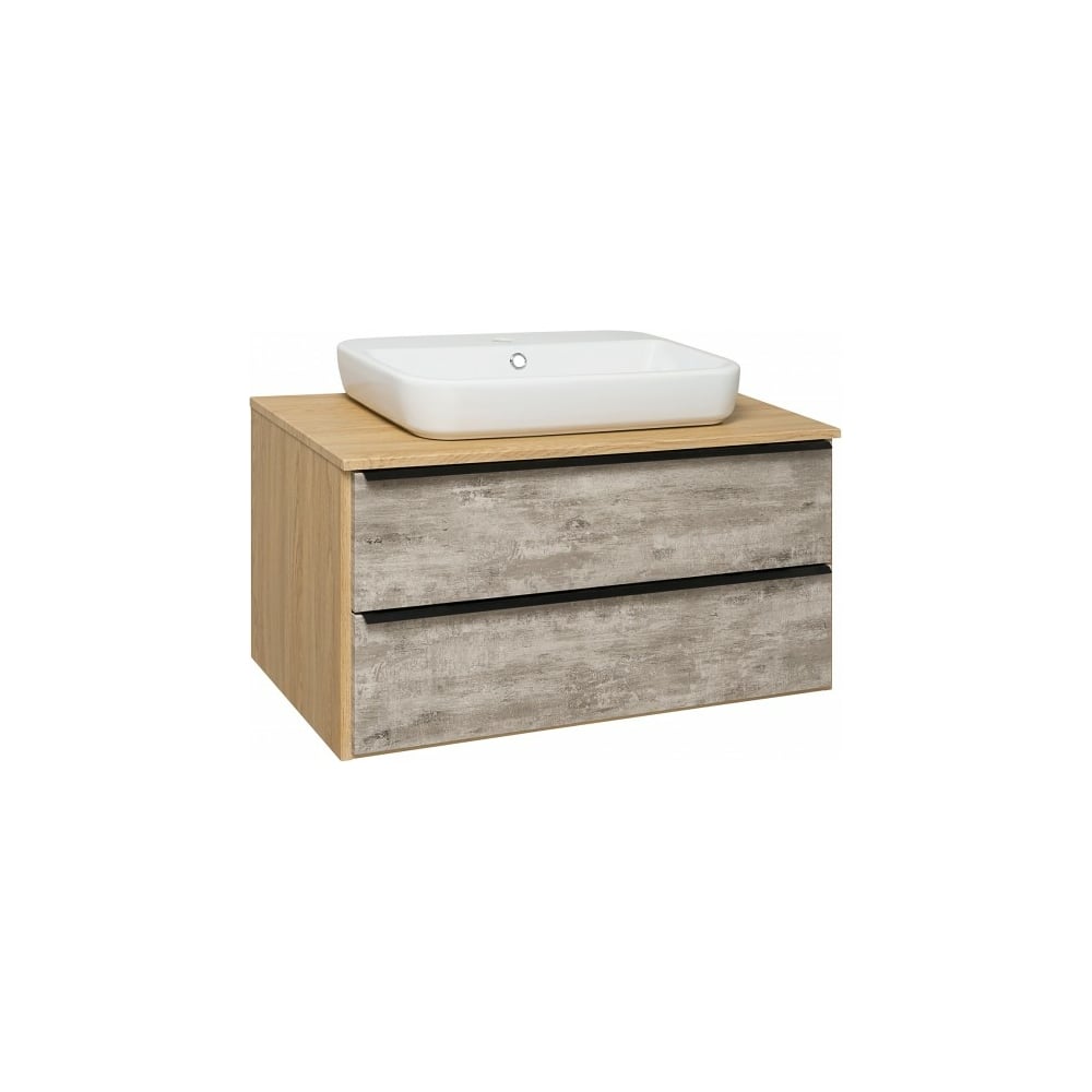 Тумба RUNO Мальта 85 серый/дуб, под умывальник Moduo Square 50/Гамма 56 ...