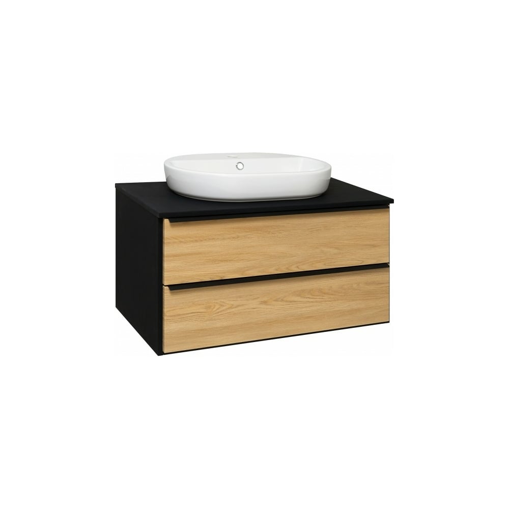 Тумба RUNO Мальта 85 дуб/черный, под умывальник Moduo Square 50/Гамма ...