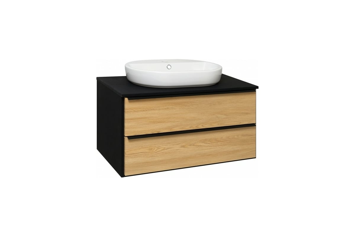 Тумба RUNO Мальта 85 дуб/черный, под умывальник Moduo Square 50/Гамма ...
