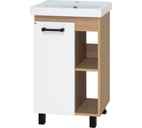 Напольная тумба Misty Крафт - 60, 1 дверь (беж. зебрано/бел) ПВХ П-Кра-07060-011