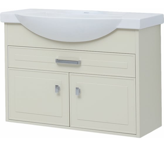 Тумба Aquanet Монро 95 бежевый матовый, 1 ящик, 2 дверцы (235593) 00235593