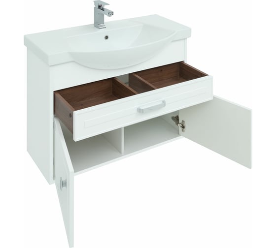 Тумба Aquanet Монро 95 белый матовый, 1 ящик, 2 дверцы (235594) 00235594