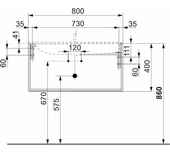 Тумба под умывальник KEUCO PLAN 32961300000 800x490x400 мм, белый/белый 00000106148