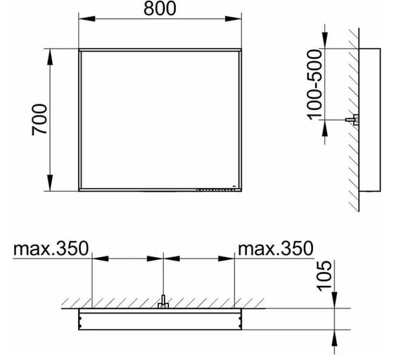 Зеркало с подсветкой KEUCO PLAN 33097182500 800x105x700 мм кашемир 00000106151