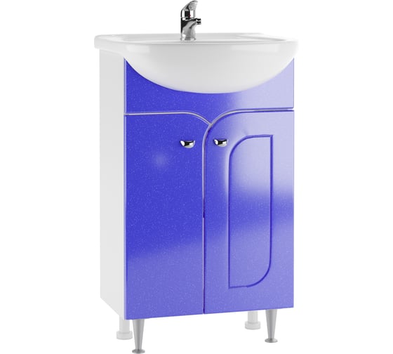 Тумба под умывальник Айсберг Уют 55 Радуга Синий металлик без ящика (разобранная) DA1111TR 1