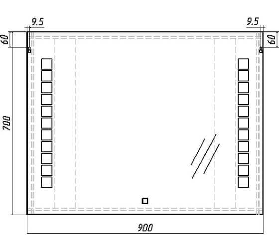 Зеркало Sansa Quadro 90 alum с подсветкой SQ1018Z