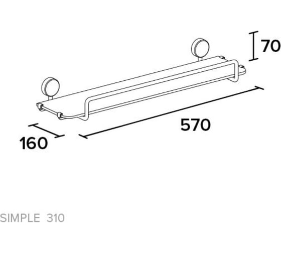 Полка KOIN стекло, 57 см SIMPLE310 SI310