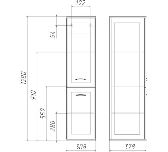 Пенал подвесной Домино 30 Belle без ящика, левый DB1207P