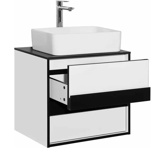 Тумба Style Line Амстердам 60 со столешницей, белый матовый ЛС-000010040