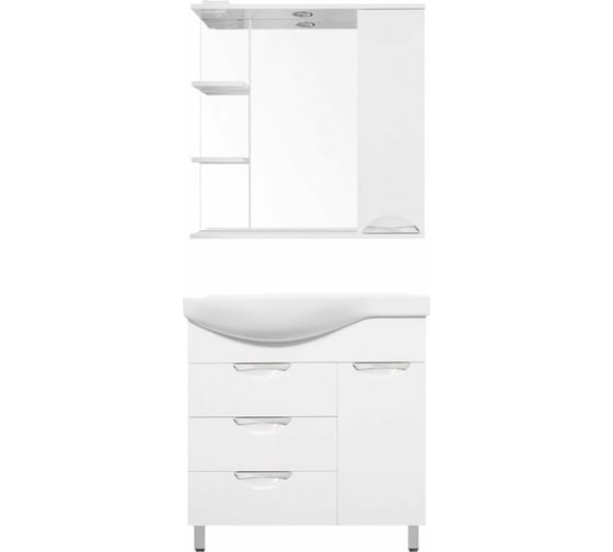 Тумба Style Line Жасмин 82 (3 ящ.) с корзиной, Коралл 82, правая ЛС-00000527