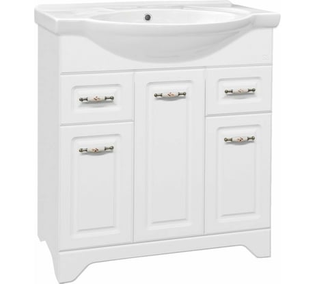 Тумба Style Line Олеандр-2 75 (2ящ.) под умывальник Байкал 75, Люкс белая ЛС-00000048