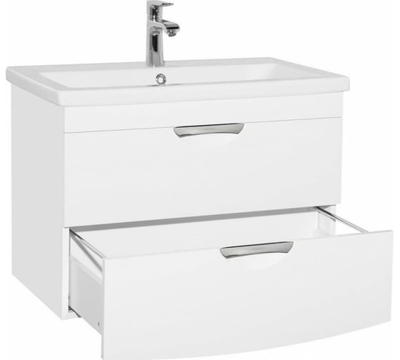 Подвесная тумба Style Line Жасмин 2 (2 ящ.), Комо 80, Люкс белая, PLUS ЛС-000010037