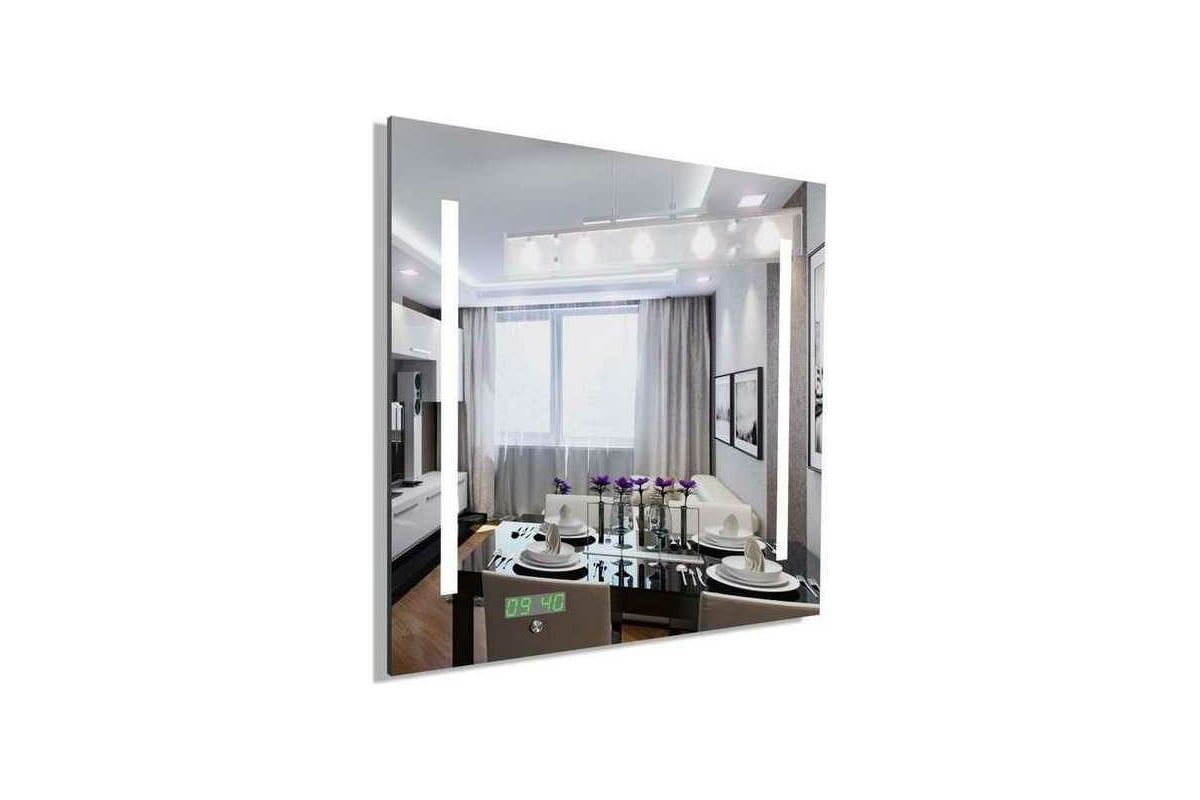 Зеркало MAUNFELD с внутренней подсветкой и часами, 65x65 Lustro Ready ...