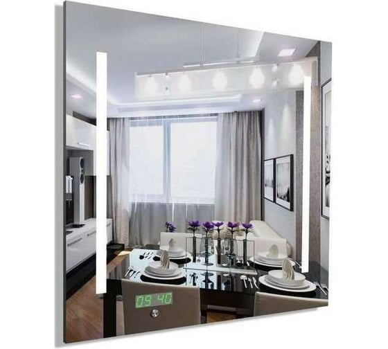 Зеркало MAUNFELD с внутренней подсветкой и часами, 65x65 Lustro Ready