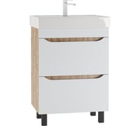 Тумба Домино Bruno под умывальник "Енисей 60" белый матовый, с двумя ящиками DBr2903T