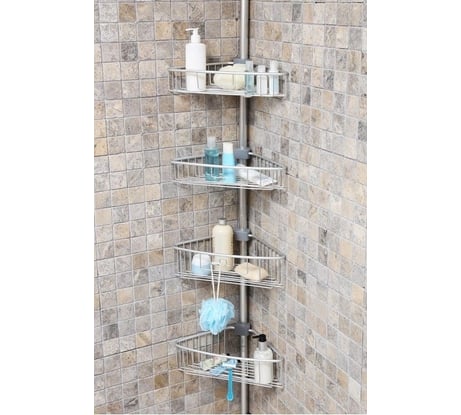 Алюминиевая угловая полка PRIMANOVA 4 полки 25x25 см, на телескопической трубке, 135-270 см M-N29-30