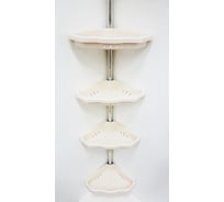 Угловая полка PRIMANOVA бежевая, телескопическая, алюминиевая трубка 135-260 см, 4 полки 25x25 см M-N17-09