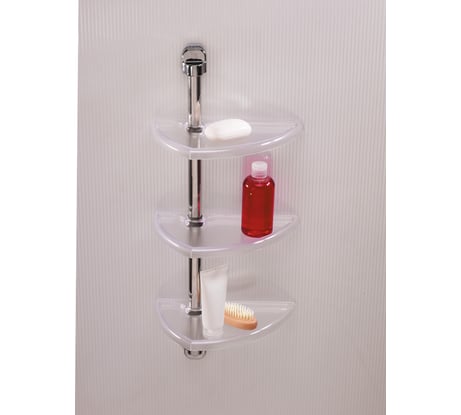 Настенная полка PRIMANOVA прозрачно-натуральная, алюминиевая трубка, 3 полки, 27.7x16x63 см M-N16-16