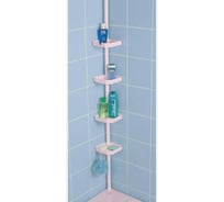 Угловая полка PRIMANOVA розовая, телескопическая стальная трубка 135-250 см, 4 полки 14.5x14.5 см M-N03-03