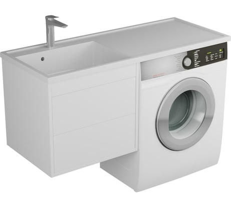 Тумба Нера 55 под умыв-к Маджента 1200 П/Л и стир.маш., с 2-мя ящ., подвес, белая Veneciana 55523