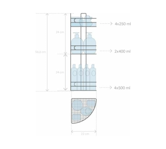 Угловая полка ЧМЗ 21.8x21.8x56.6 см 501-006-13