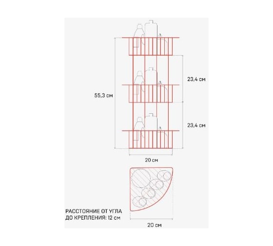 Угловая полка ЧМЗ Монолитик 20x20x55.3 см 505-006-01