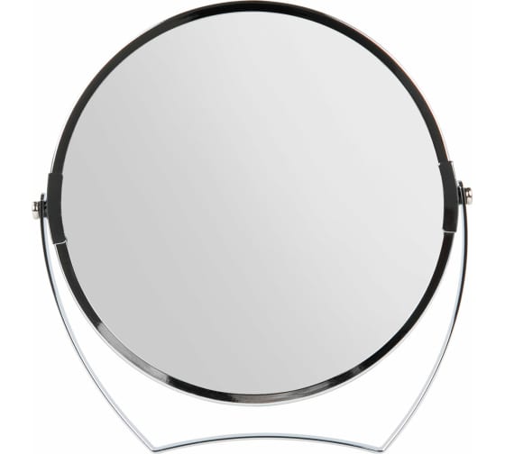 Настольное зеркало BRABIX круглое, диаметр 17 см, двустороннее, с увеличением, рамка из нержавеющей стали 607421 1