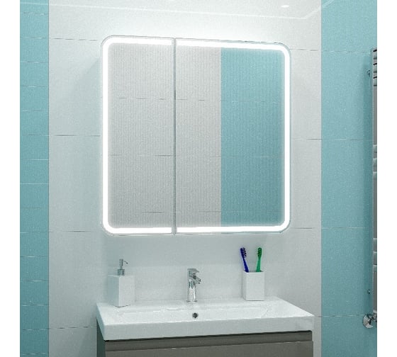 Зеркало-шкаф КОНТИНЕНТ НН ELLIOTT две створки 800x800 MBK014