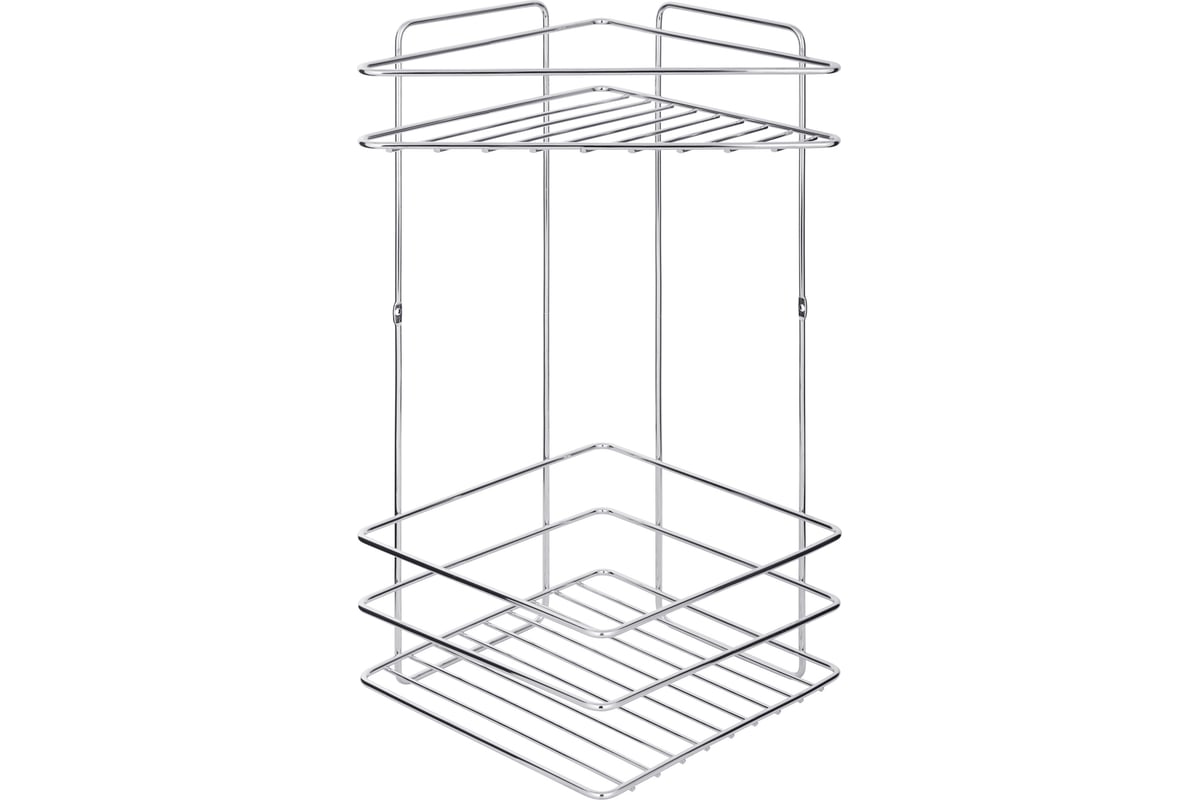 Угловая полка ЧМЗ 2 яруса Геометрия 23,6x23,6x42 см., цвет хром 511-005-01  - выгодная цена, отзывы, характеристики, фото - купить в Москве и РФ
