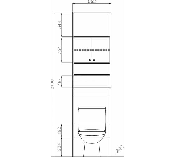 Колонна Style Line 550 2100х550х200, над унитазом АА00-000059