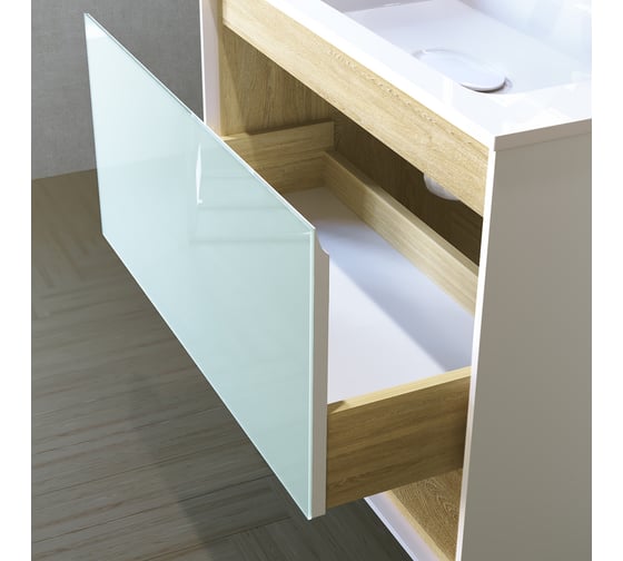 Тумба Jorno Glass 80 подвесная Gla.01.77/P/W