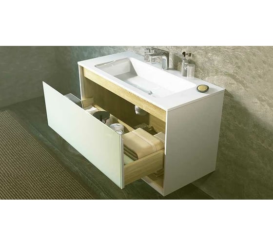 Тумба Jorno Glass 100 подвесная Gla.01.97/P/W