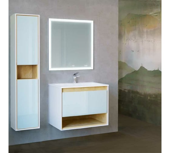 Зеркало Jorno Glass 80 с подсветкой и часами Gla.02.77/W