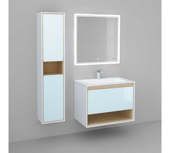 Зеркало Jorno Glass 80 с подсветкой и часами Gla.02.77/W