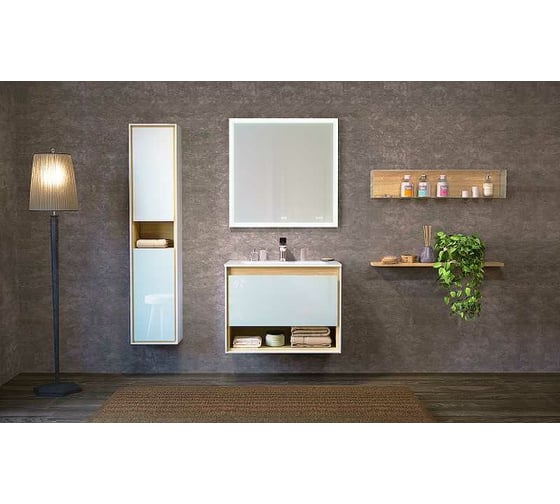 Зеркало Jorno Glass 80 с подсветкой и часами Gla.02.77/W