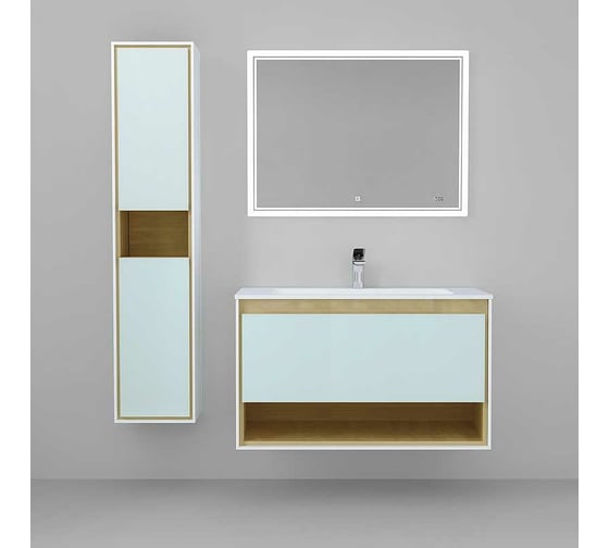 Зеркало Jorno Glass 100 с подсветкой и часами Gla.02.92/W