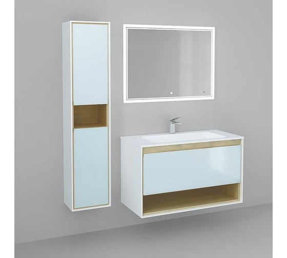 Зеркало Jorno Glass 100 с подсветкой и часами Gla.02.92/W
