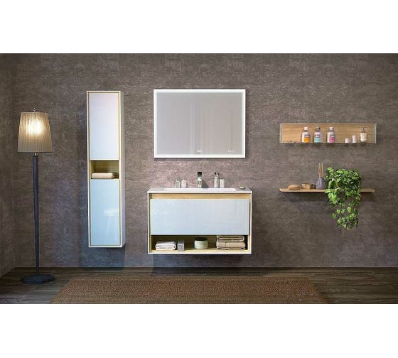 Зеркало Jorno Glass 100 с подсветкой и часами Gla.02.92/W