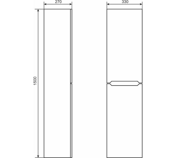 Пенал Uperwood Tanos 30x25x150 см, подвесной, белый 291020249