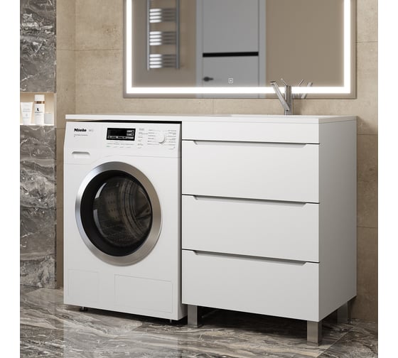 Тумба над стиральной машиной uperwood Tanos 60 см, напольная, белый 291020258